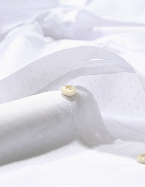 White Floral Textured Smart Fit Shirt