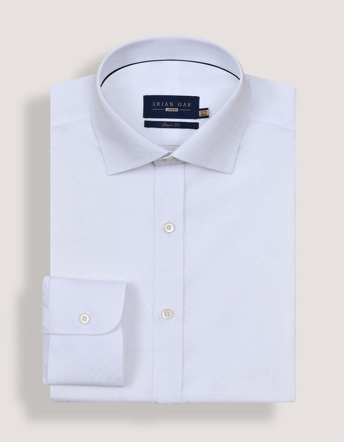 White Floral Textured Smart Fit Shirt