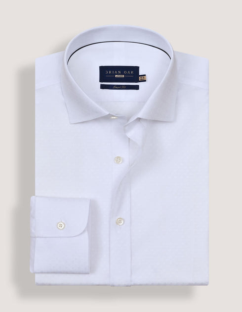 White Floral Textured Smart Fit Shirt