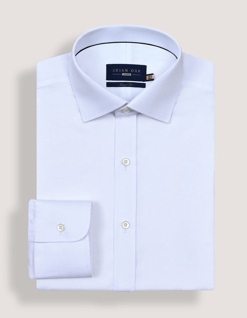 White Dotted Textured Smart Fit Shirt