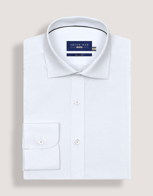 Self Textured White Formal Shirt