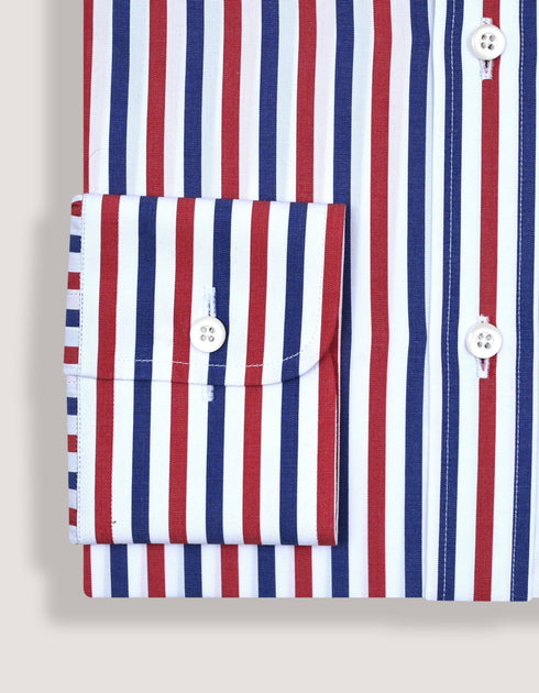 Royal Blue and Red Striped Formal Shirt