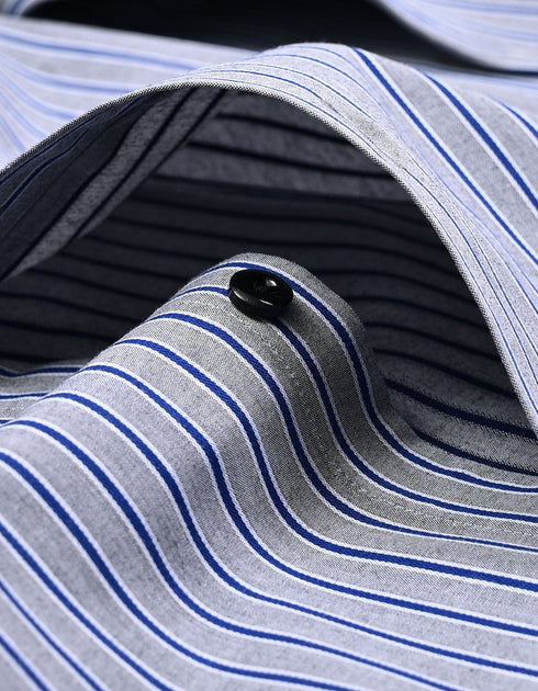 Royal Blue Striped Grey Formal Shirt