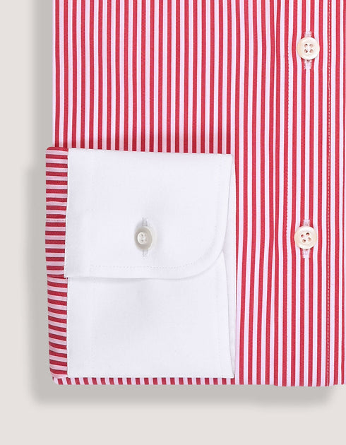 Red Striped Shirt with Contrast Collar
