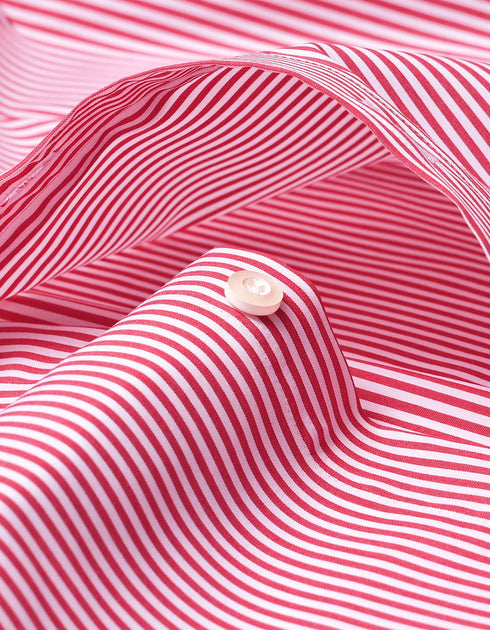 Red Striped Shirt with Contrast Collar