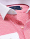 Red Striped Shirt with Contrast Collar