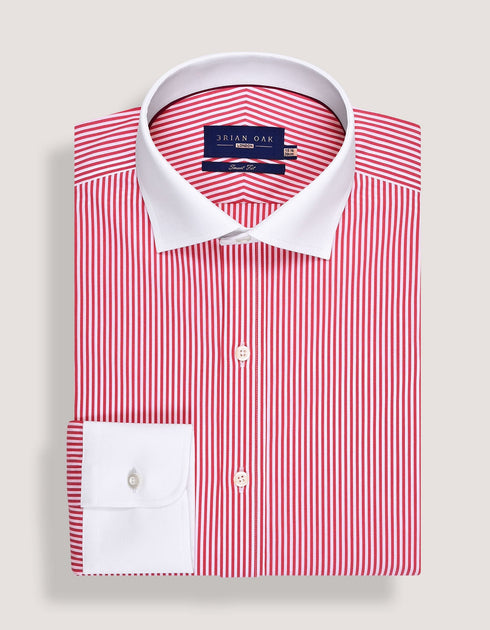 Red Striped Shirt with Contrast Collar