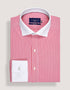 Red Striped Shirt with Contrast Collar