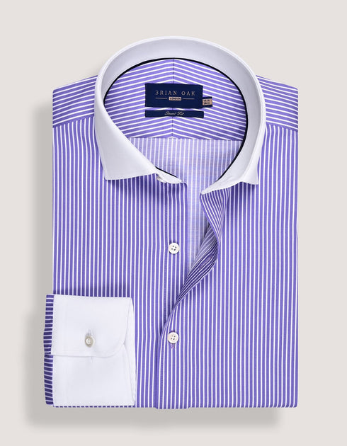 Violet Stripe Shirt with Contrast Collar