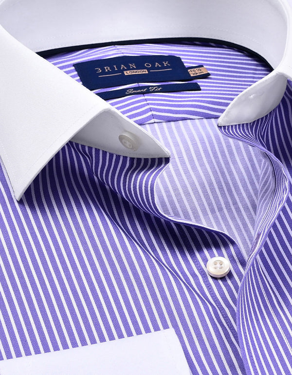 Violet Stripe Shirt with Contrast Collar