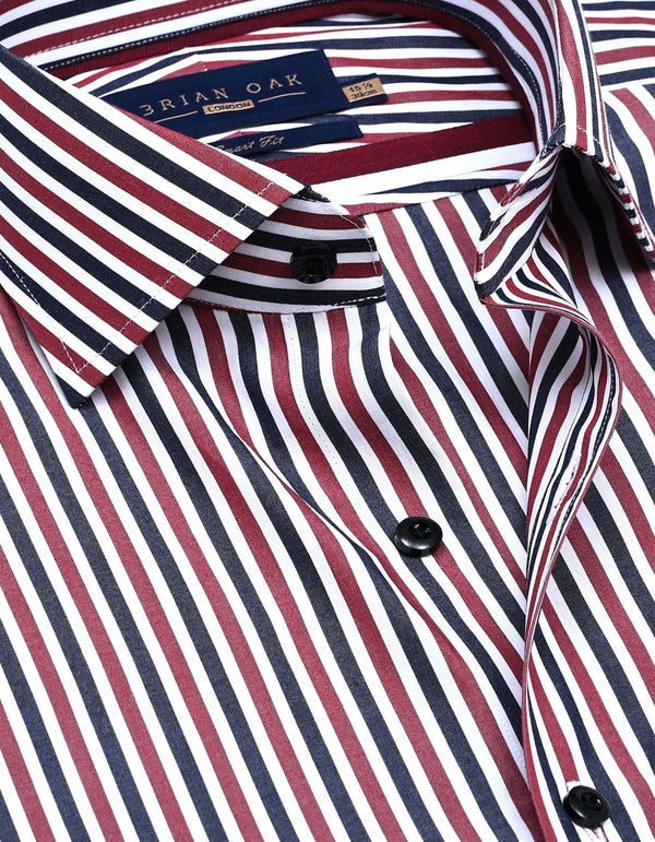 Maroon Striped Cotton Dress Shirt
