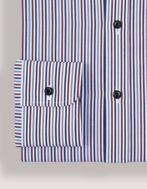 Maroon and White Striped Formal Shirt