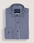 Navy Striped Cotton Dress Shirt