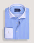 Sky Blue Striped Shirt with White Collar & Cuffs
