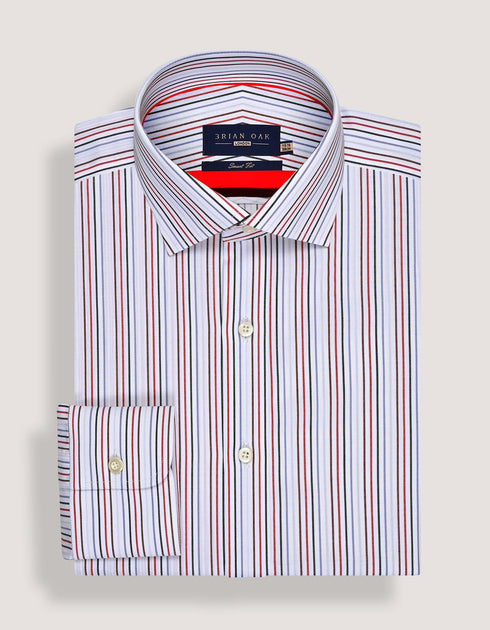 Red Multicolour Stripes Shirt