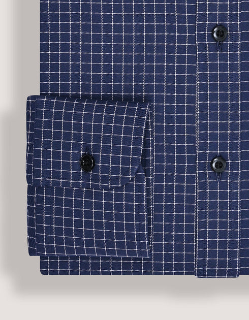 Smart Fit Navy Cotton Check Shirt