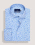 White and Sky Blue Botanical Print Formal Shirt