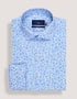 White and Sky Blue Botanical Print Formal Shirt