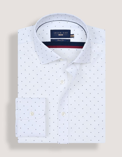 Navy Dotted White Dress Shirt
