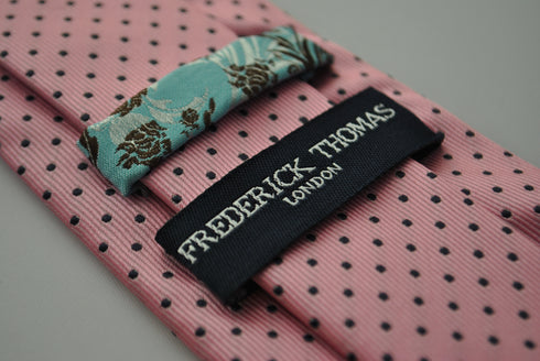 pink tie with black pin spots