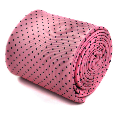 pink tie with black pin spots