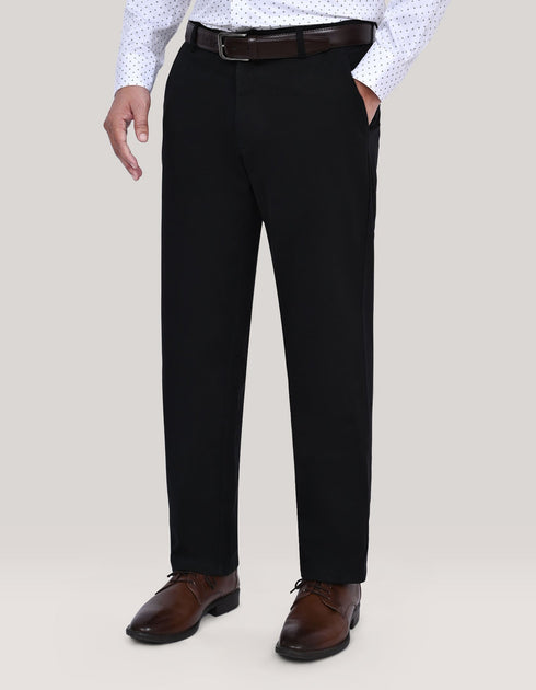 Black Flat Front Smart Fit Chinos