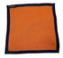 orange knitted pocket square with navy dark blue edging