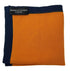 orange knitted pocket square with navy dark blue edging