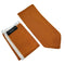 Matching orange knitted 8cm pointed end tie and pocket square