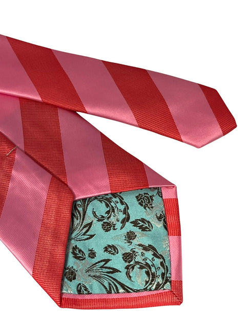 rose light pink and raspberry pink barber striped tie