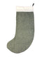 tweed wool Christmas stocking in plain green with white top