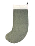 tweed wool Christmas stocking in plain green with white top