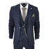 STZ72 - Men's 3 Piece Suit Wool Tweed Navy Blue Brown Check 1920s Gatsby Formal Dress Suits