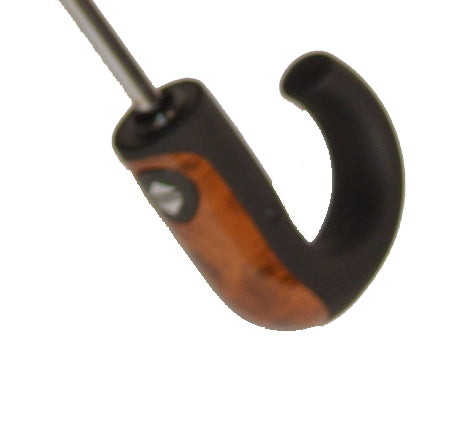 Gents Auto Compact Umbrella Black (Wood effect/Matt ABS handle)