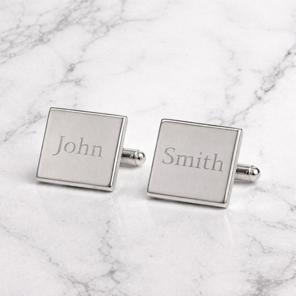 Personalised Silver Plated Square Cufflinks