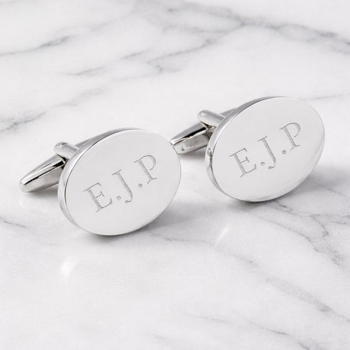 Personalised Silver Plated Oval Cufflinks