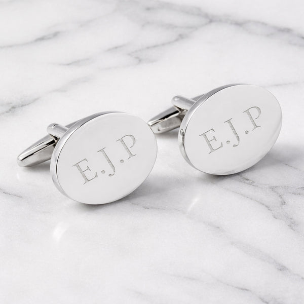 Personalised Silver Plated Oval Cufflinks