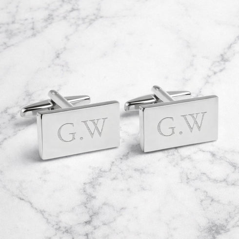 Personalised Silver Plated Rectangle Cufflinks