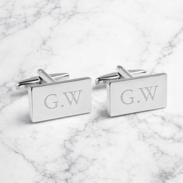 Personalised Silver Plated Rectangle Cufflinks