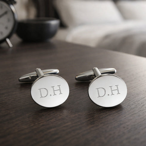 Personalised Silver Plated Round Cufflinks
