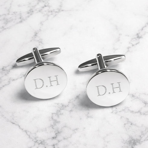 Personalised Silver Plated Round Cufflinks