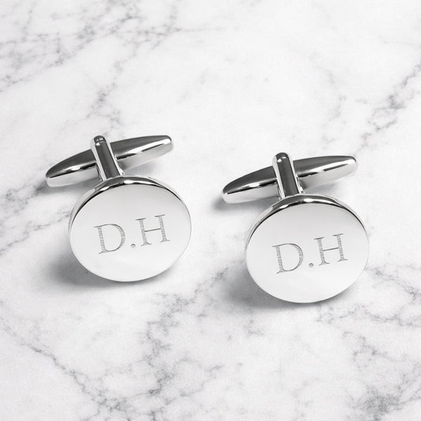 Personalised Silver Plated Round Cufflinks