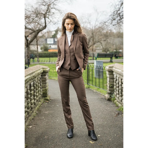 TPW50 - Women's Brown 3 Piece Prince Of Wales Check Suit