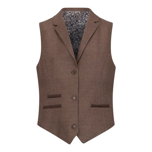 TPW50 - Women's Brown 3 Piece Prince Of Wales Check Suit