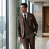 TP-50 - Men's Brown 3 Piece Prince Of Wales Check Suit