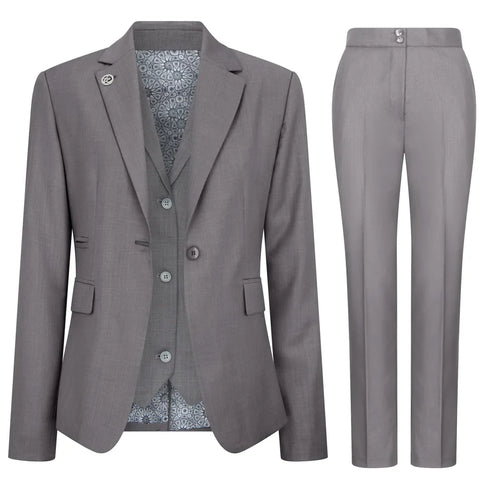 TPW-15 - Women's 3 Piece Plain Grey Suit