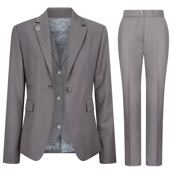 TPW-15 - Women's 3 Piece Plain Grey Suit