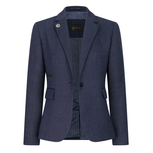 TPW-AK-04 - Women's Navy 3 Piece Herringbone Tweed Suit