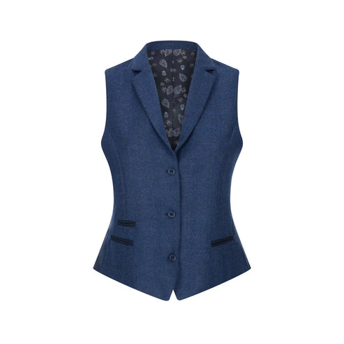 wsn02 - Women's Tweed Navy Blue Blazer Waistcoat & Trousers 1920s Suit