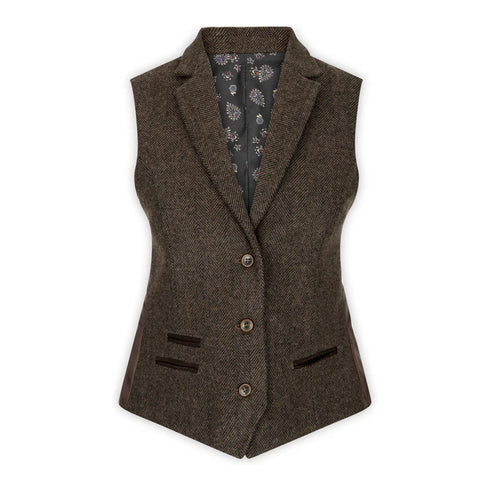 wsn04 - Women's Brown Tweed Blazer Waistcoat & Trouser Classic Suit